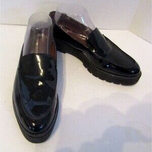 Franco Sarto Loafers Static Platform Black Patent Leather Retail $99 Size 8